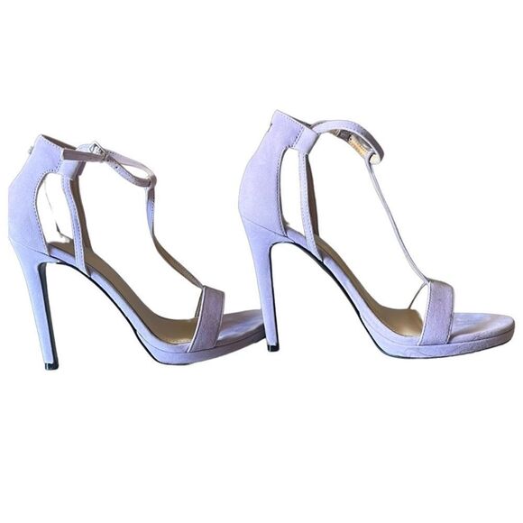 Size 8 GUESS lavender suede Tecru T-Strap Stilettos high Heels low Platform - Picture 5 of 8